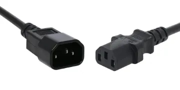 0.75m IEC C13 - C14 10A Black Appliance Mains Power Cable IEC Female to IEC Male 0.75m. Energy Authority approved