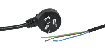 2m 7.5A 3 Pin Black Bare Ends 90° Mains Power Cable 7.5A 3 pin 2m black, bare ends, 6.4mm diameter. Energy Authority approved.