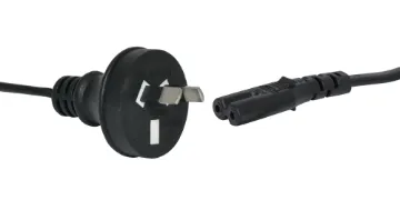 0.75m 2 Pin 2.5A Figure 8  Black Appliance Mains Power Cable 2 Pin to Figure 8 plug 5.0m. Energy Authority approved.
Ideal for installers when wall mounting televisions.