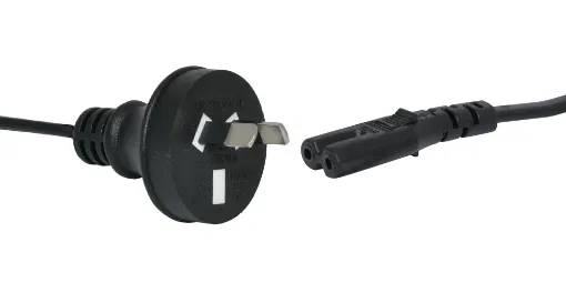 2 Pin to Figure 8 plug 5.0m. Energy Authority approved.
Ideal for installers when wall mounting televisions.