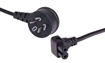 2m Figure 8 C7 90 Deg 2.5A 2 Pin Black Appliance Mains Power Cable 2.5A 2 Pin to Figure 8 plug 2m. Energy Authority approved.