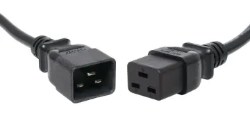 2m IEC C20 Male to C19 Female Mains Extension Power Cable IEC C19 Female to C20 Male 2m 15 Amp rated. Energy authority approved.