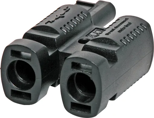 Dual line plug adaptor designed for use when daisychaining solar panels together.

Water & dust proof - IP67 rated. Commonly used on photovoltaic solar panel arrays. Fully sealed design is suitable for use in exposed installations. 

T 1750 installati