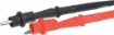 This set of crocodile clip test probe adapters comes with both a red and a black test probe. Simply plug in pin probe to turn it into a crocodile clip connection. This test probe pair will work with P 0407 (Multimeter Test Probes 1000V 10A) and P 0404A (Shrouded Professional Grade Multimeter Test Probes Lead Set).