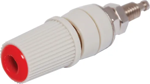 With 4mm Banana Socket and Crosshole.
24A @ 30V AC - 60V dc. 
Protrusion from mounting surface 25mm. Mounting Hole 7mm.