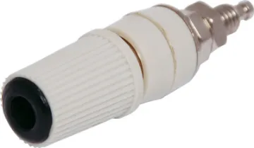 Black Insulated Captive Head Binding Post With 4mm Banana Socket and Crosshole, 24A @ 30V AC - 60V dc.
Protrusion from mounting surface 25mm, Mounting Hole 7mm Ø.