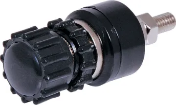 Black 30A 600V Heavy Duty Binding Post Massive 30A @ 600VAC.  Mounting Hole 9.5mmØ. Maximum panel thickness 5mm