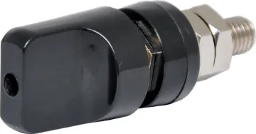 Black 100A Heavy Duty Binding Post 100A heavy duty binding post with 4mm banana socket. 
10mm mounting hole.