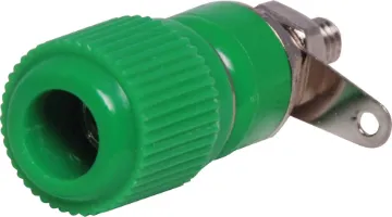 Green Plastic Binding Post With 4mm banana socket. 10A @ 125V AC. Mounting hole 8mm.