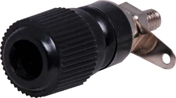 Black Plastic Binding Post With 4mm Banana Socket. 10A @ 125V AC.
Mounting Hole 8mm.