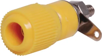 Yellow Plastic Binding Post With 4mm Banana Socket. 10A @ 125V AC.
Mounting Hole 8mm.
