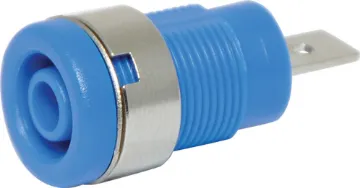 Blue Safety Type Banana Socket Rated at 10A @ 125V AC. 12.2mm diametre hole cutout.  Depth from front panel 29mm.