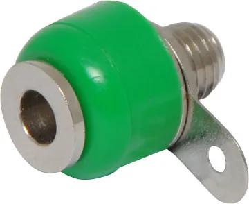 Green Banana Socket Can be mounted non-insulated (6mm  dia. hole required) or insulated 8mm dia hole.
Rated at 10A @ 125V AC.