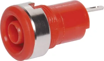 Red Safety Type Banana Socket Rated at 10A @ 125V AC. 12.2mm diametre hole cutout.  Depth from front panel 29mm.