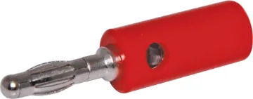 Red Cross Hole Banana Plug Red. Rated 3A @ 125V AC.
With screw connection for wire termination.
Will accept another banana plug into cross hole.