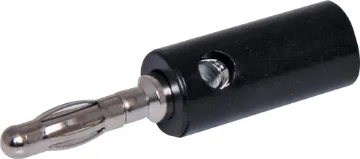 Black Cross Hole Banana Plug Black. Rated 3A @ 125V AC.
With screw connection for wire termination.
Will accept another banana plug into cross hole.