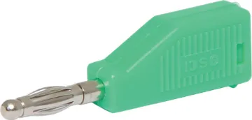Green Stack Type Banana Plug With screw connection for wire termination. Rated 3A @ 125V AC.