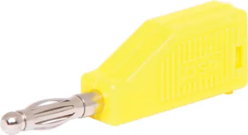 Yellow Stack Type Banana Plug With screw connection for wire termination. Rated 3A @ 125V AC.