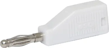 White Stack Type Banana Plug With screw connection for wire termination. Rated 3A @ 125V AC.
