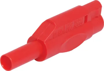 Red Insulated Type Banana Plug  Solder termination suits wire less than 4mmØ
Nylon casing with nickel plated heat treated beryllium copper.
Stackable for use with standard 4mmØ banana plugs and sockets