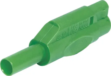 Green Insulated Type Banana Plug  Solder termination suits wire less than 4mmØ
Nylon casing with nickel plated heat treated beryllium copper.
Stackable for use with standard 4mmØ banana plugs and sockets