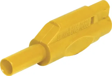 Yellow Insulated Type Banana Plug  Solder termination suits wire less than 4mmØ
Nylon casing with nickel plated heat treated beryllium copper.
Stackable for use with standard 4mmØ banana plugs and sockets