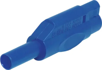Blue Insulated Type Banana Plug  Solder termination suits wire less than 4mmØ
Nylon casing with nickel plated heat treated beryllium copper.
Stackable for use with standard 4mmØ banana plugs and sockets