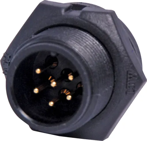 Waterproof IP67 rated 4 Pin male PCB connector for installations outdoors or in areas prone to moisture build up. 5A rated.
