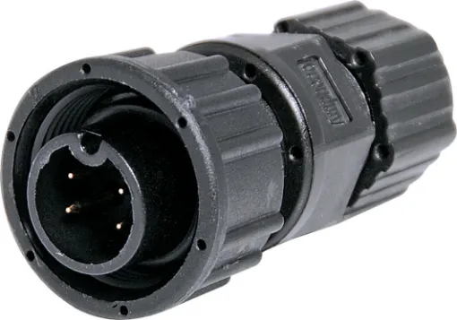 	 	 Waterproof IP67 rated 4 Pin male line connector for installations outdoors or in areas prone to moisture build up. 5A rated.

Cable entry sizes 3.5 - 5.3mm