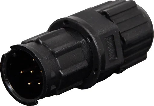 Waterproof IP67 rated 6 Pin male line connector for installations outdoors or in areas prone to moisture build up. 5A rated.