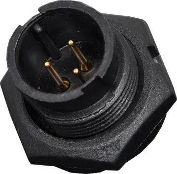 3 Pin 5A Locking Male PCB IP67 Waterproof Plug Waterproof IP67 rated 3 Pin Male Chassis Mount PCB Connector. Lock type mounting ring.