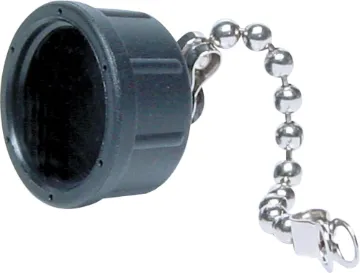 IP67 Waterproof Locking Sealing Cap Suits Male Dust / Liquid repelling cap to suit P9462-P9467 and P9492-P9497 MALE waterproof connectors.
Lock type mating ring.