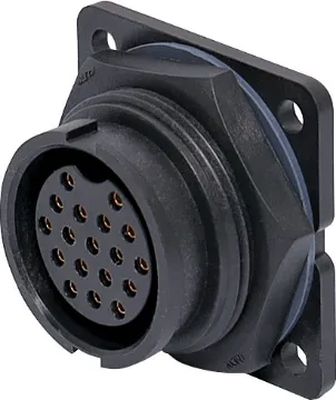 18 Pin 5A Locking Female Chassis IP67 Waterproof Socket Waterproof IP67 rated 18 Pin male chassis connector for installations outdoors or in areas prone to moisture build up. 5A rated.