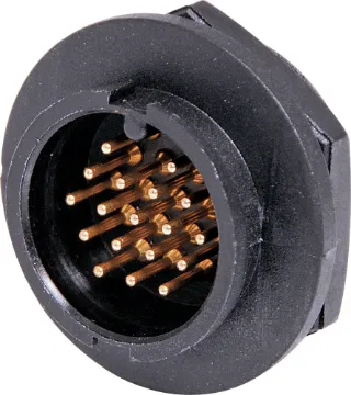 18 Pin 5A Locking Male Chassis IP67 Waterproof Plug Waterproof IP67 rated 18 Pin male chassis connector for installations outdoors or in areas prone to moisture build up. 5A rated.