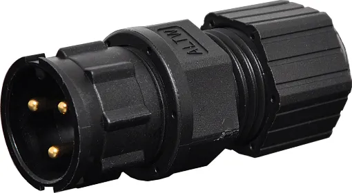 IP66 rated waterproof connectors for installations outdoors
or in areas prone to moisture build up. Screw
cap available to suit socket for when line plug is not
connected. 20A rated. LTW "D" series.