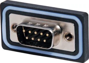 DE9 Male PCB 90 Deg. IP68 Rated IP68 rated, panel mount, PCB, DE9 male connector.