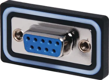 DE9 Female PCB IP67 Rated IP66 rated, panel mount, PCB, DE9 female connector. Suits data or low voltage/current applications.