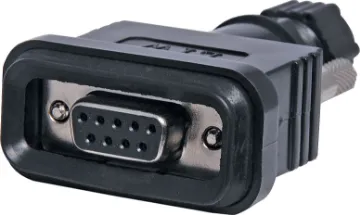 DE9 Female Line IP67 Rated IP67 Rated Dust/Waterproof DE9 Female Line Connector. Will mate with standard DE-9 Male connectors.