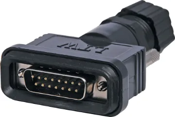 DA15 Male Line IP67 Rated IP67 rated waterproof DA15 Male line connector. Will mate with generic Female DA15 connectors.
Contact Pins:  Copper alloy
Contact carrier  PBT, UL Recognised
Contact surface:  Gold plated
Temperature range:  -20 deg.C -60ºC