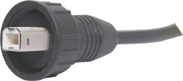 USB Type B Male Line With Fly Lead IP67 Waterproof IP67 rated Waterproof USB type B Line connector with intergrated 3 metre cable. Screw connection to P9725 panel connectors.
