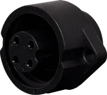 4 Pin 12A Screw On Female Chassis IP67 Waterproof IP67 rated waterproof 4  pin connector for installations outdoors or in areas prone to moisture build up. Compatible with Amphenol C16 series connectors.
Current rating:  12A
Contact pin: Copper alloy
Connector carrier:  Nylon+GF, UL recognized