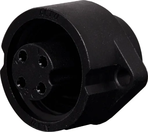 IP67 rated waterproof 4  pin connector for installations outdoors or in areas prone to moisture build up. Compatible with Amphenol C16 series connectors.
Current rating:  12A
Contact pin: Copper alloy
Connector carrier:  Nylon+GF, UL recognized