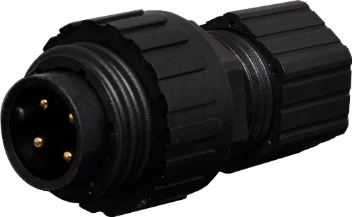 IP66 rated waterproof 4 pin connectors for installations outdoors or in areas prone to moisture build up. Compatible with Amphenol C16 series connectors.
12A rated.