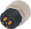 Male and female line connectors include metal screw on collars, with heavy duty plastic cable entries. Chassis connectors feature metal outer construction with plastic insert. Ideal for heavy duty industrial & marine applications. 5A rated. LTW M12 series