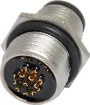 Male and female line connectors include metal screw on collars, with heavy duty plastic cable entries. Chassis connectors feature metal outer construction with plastic insert. Ideal for heavy duty industrial & marine applications. 4A rated. LTW M12 series. 