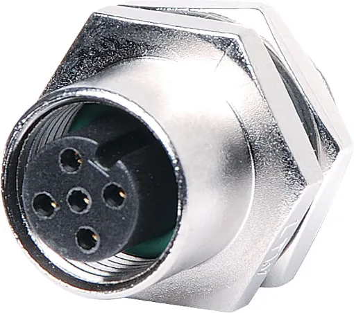 Male and female line connectors
include metal screw on collars, with
heavy duty plastic cable entries.
Chassis connectors feature metal
outer construction with plastic insert.
4A rated. LTW M12 series.