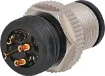 Male and female line connectors include metal screw on collars, with heavy duty plastic cable entries. Chassis connectors feature metal outer construction with plastic insert. Ideal for heavy duty industrial & marine applications. 4A rated. LTW M12 series