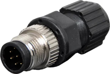 8 Pin 4A M12 Screw-On Line Male IP68 Waterproof Male and female line connectors include metal screw on collars, with heavy duty plastic cable entries. Chassis connectors feature metal outer construction with plastic insert. Ideal for heavy duty industrial & marine applications. 4A rated. LTW M12 series.
8 pin line male connector 
Cable entry: 3 to 6.5mm.