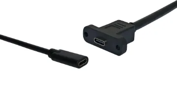 USB Type C Socket to USB Type C Socket 160mm Wallplate Fly Lead USB type C Socket to USB type C socket lead, 160mm.