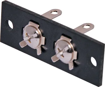 2 Way Panel Mount Screw Terminal Dimensions: 47W x 16Hmm. 38.5mm between mounting hole centres. Limited stocks.